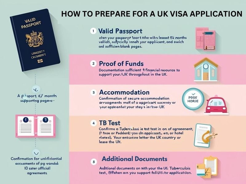 Step-by-step guide on preparing for a UK visa application.
