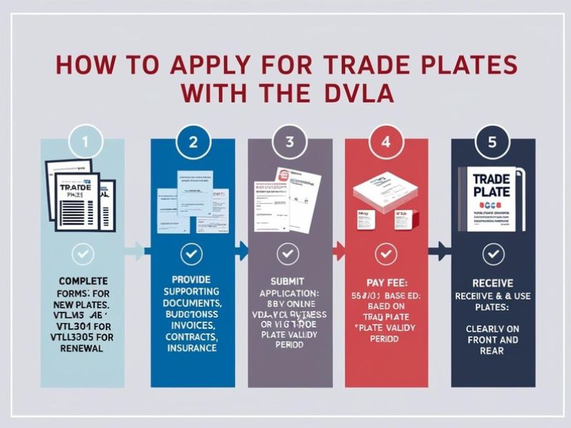 UK trade plates with DVLA application form, symbolizing the process of applying for trade plates.