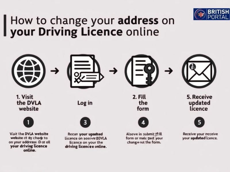 Guide on updating your address on a UK driving licence online.