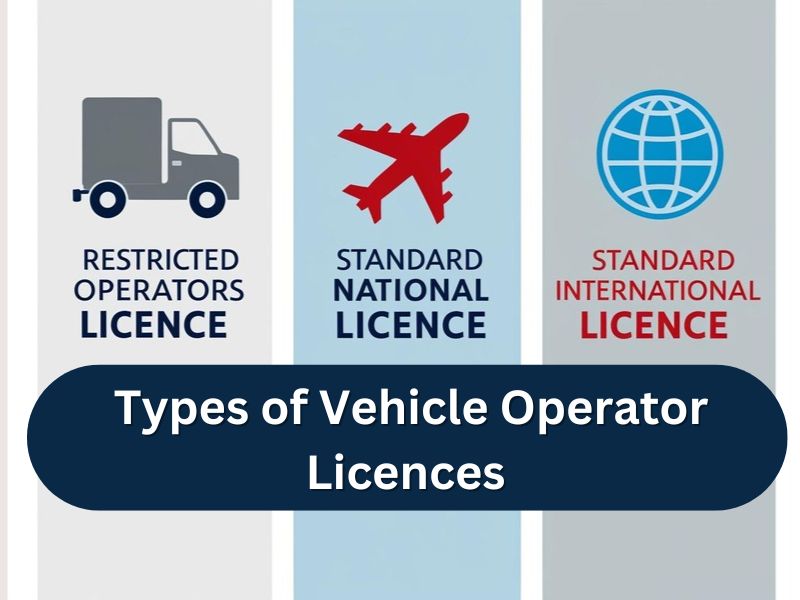 UK vehicle operator licences with different categories, symbolizing various licence types.