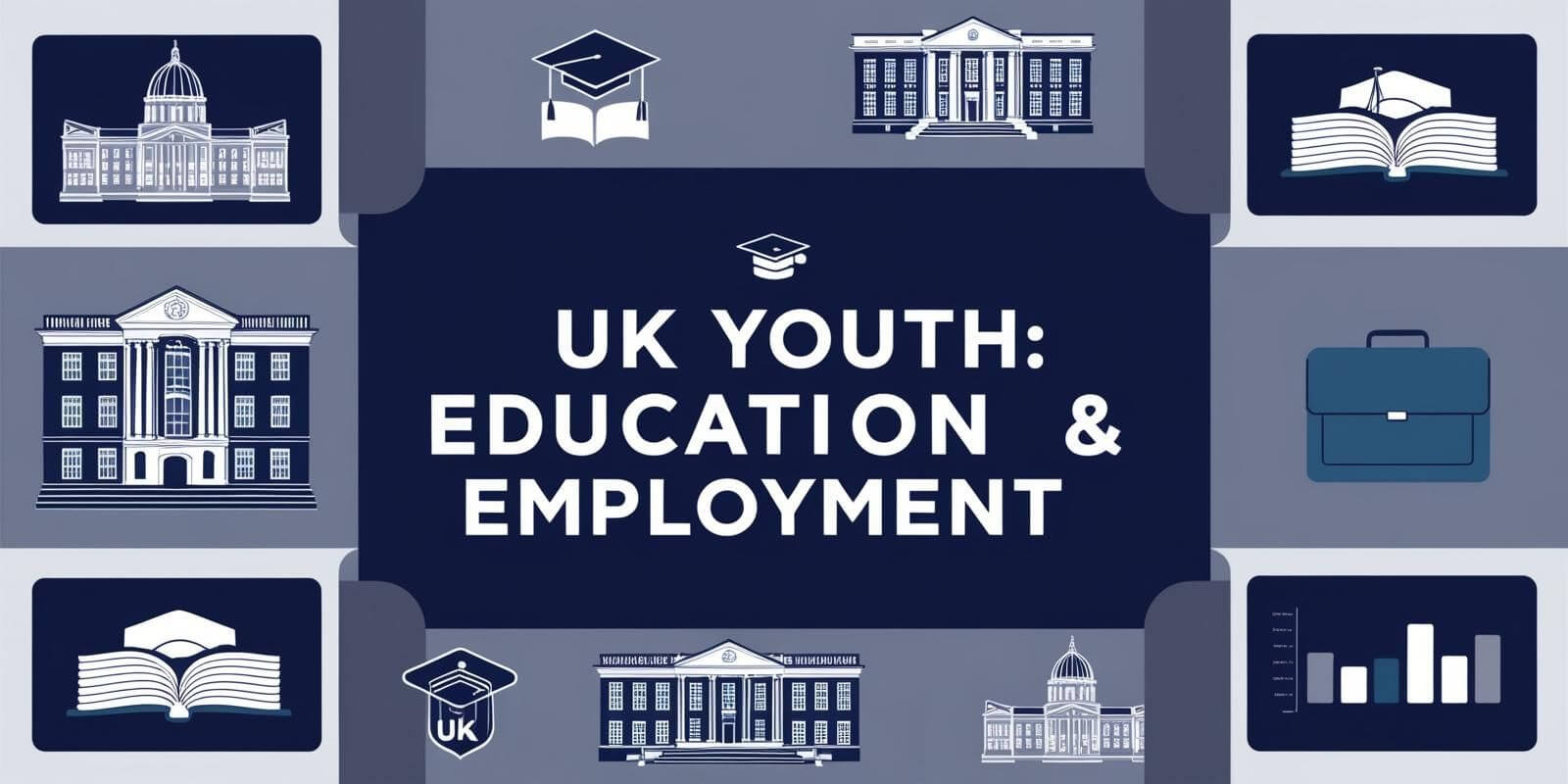 UK youth education and employment opportunities with books and career icons