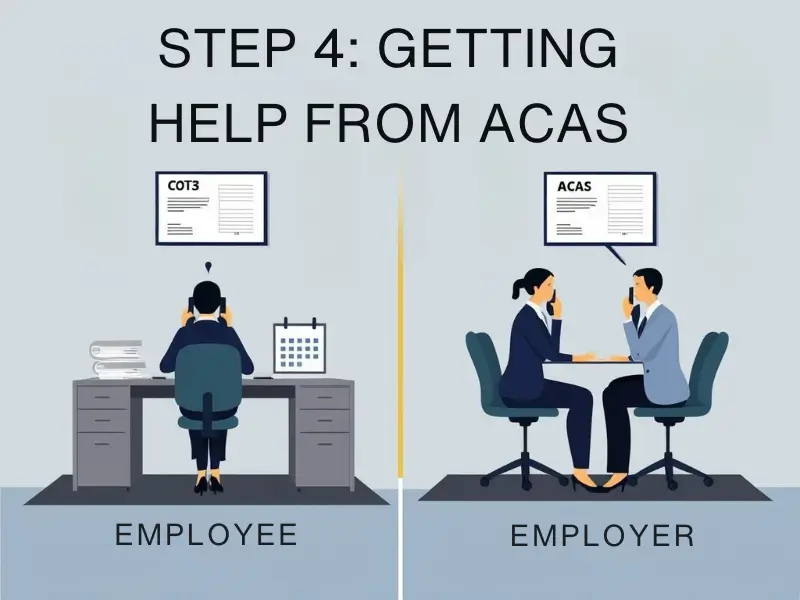 ACAS early conciliation process with employee and employer communicating separately