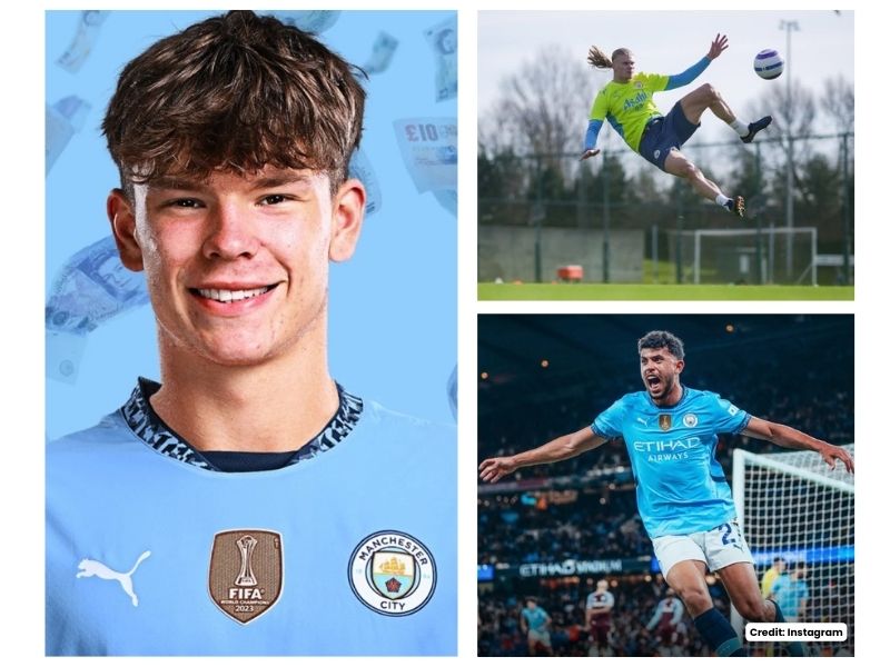 Manchester City players celebrating a goal during the 2025 Premier League season