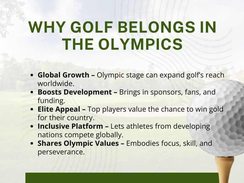 Arguments supporting golf’s inclusion in the Olympic Games