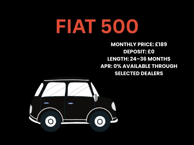 Fiat 500 city car on 0% APR car finance