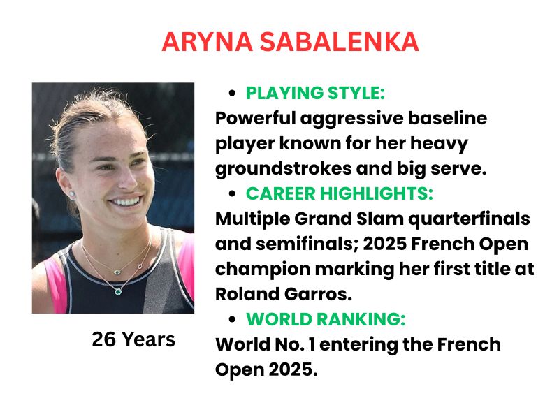 Portrait of Aryna Sabalenka, 2025 French Open champion