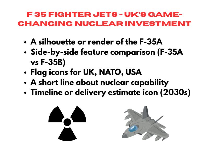 F 35 fighter jets with RAF markings, showcasing UK’s nuclear defence shift