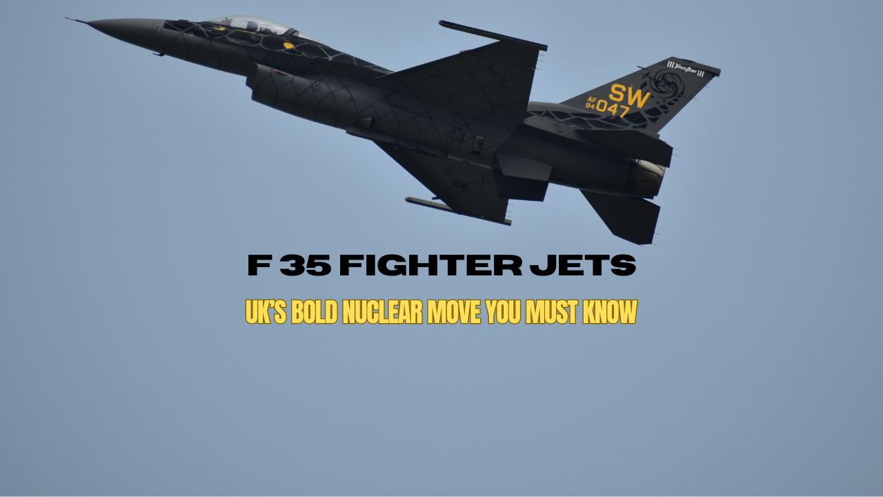 F 35 fighter jets with UK flag, highlighting nuclear investment and NATO role