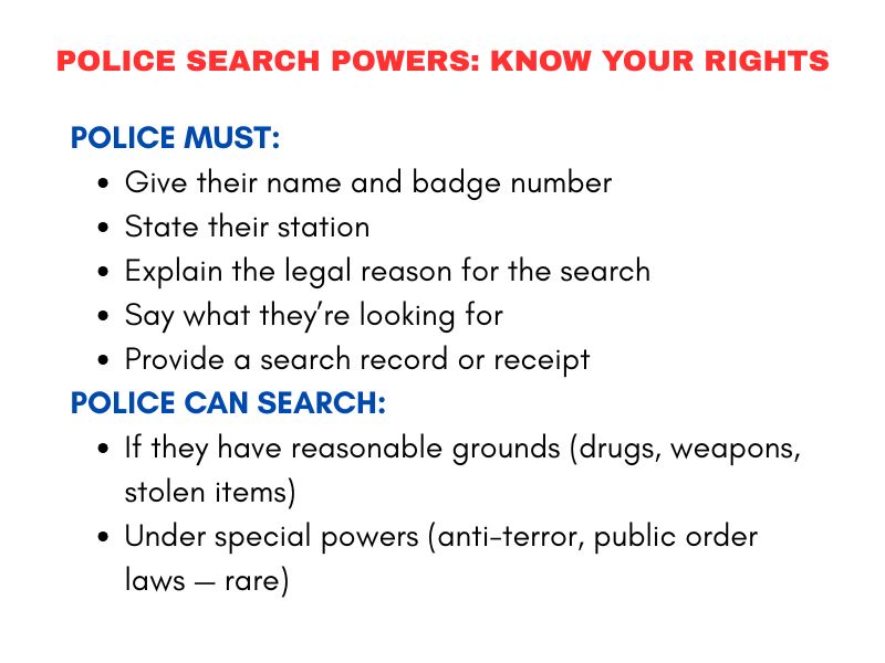 Police officer explaining search powers during a stop in the UK