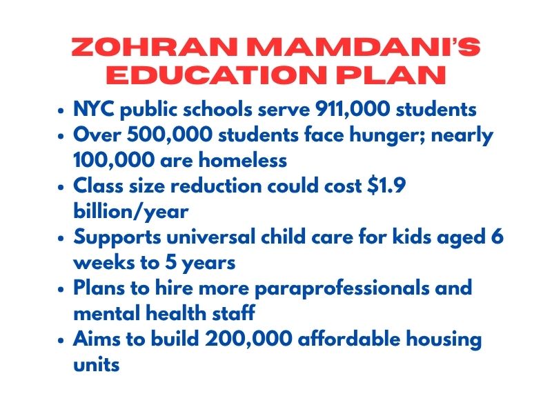 Zohran Mamdani discussing public education policy in New York