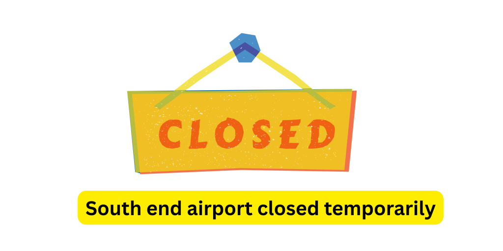 Temporary closure of Southend Airport with grounded aircraft and emergency services present

