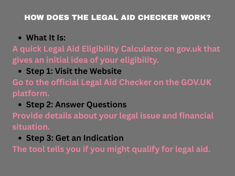 Step-by-step explanation of how the UK legal aid eligibility checker works